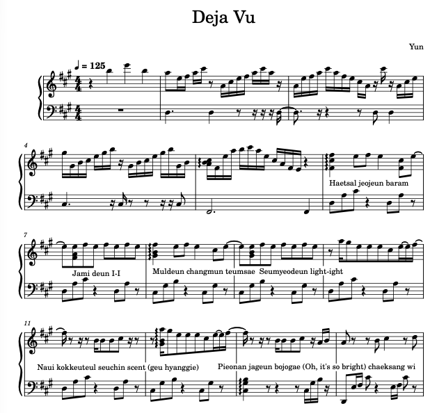 Deja Vu RESCENE ( Full Version ) Sheet Music